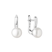 Cercei perle naturale albe din argint cu tortita DiAmanti SK20204EL-W-G